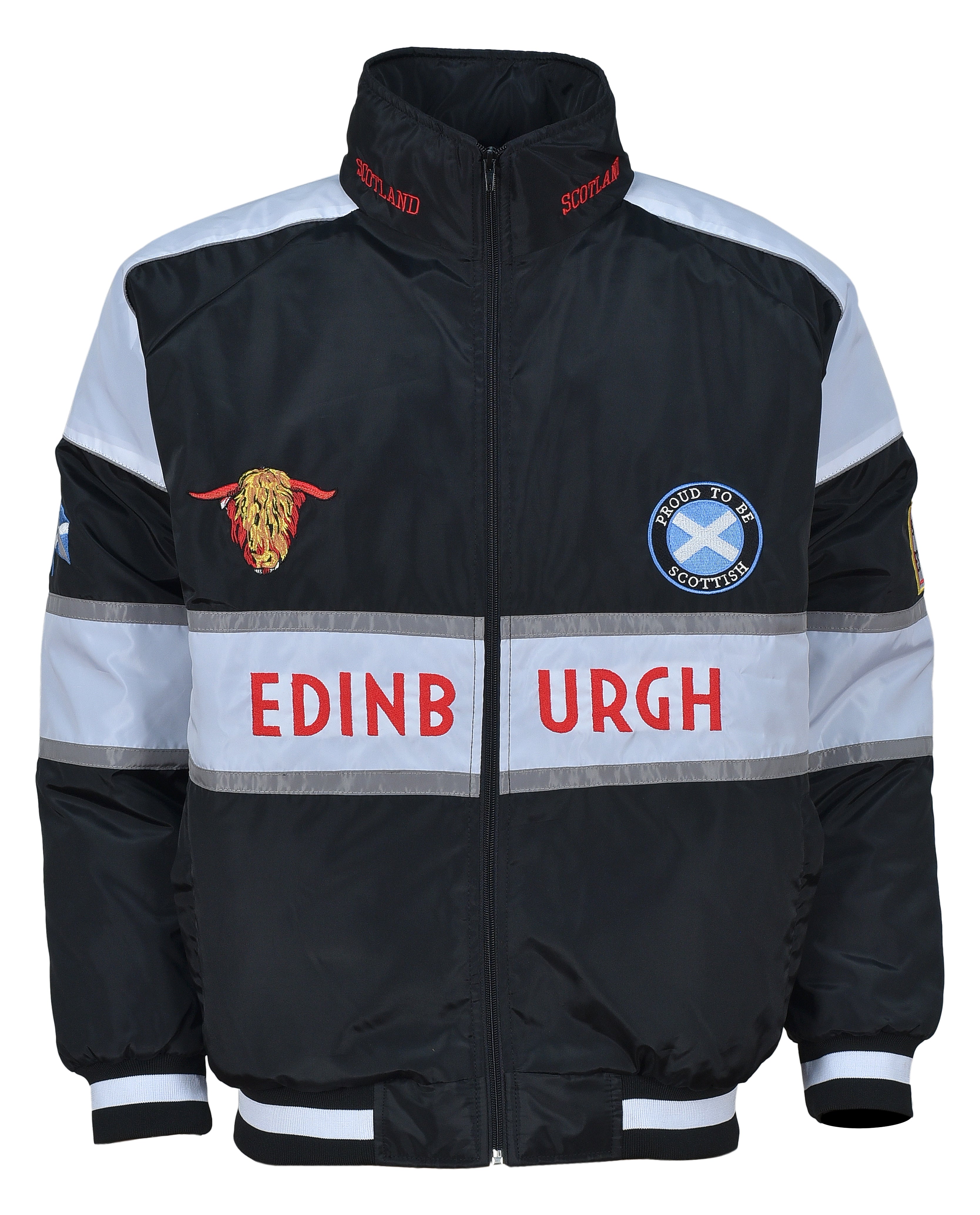 Edinburgh Scotland Patch  Jacket with highland cow